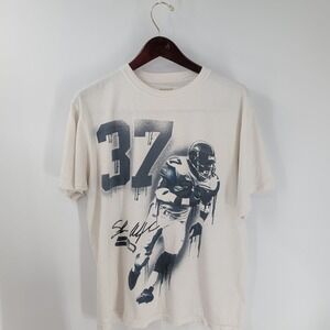 Seattle Seahawks Shaun Alexander #37 Reebok Mens White Graphic T-Shirt Size M